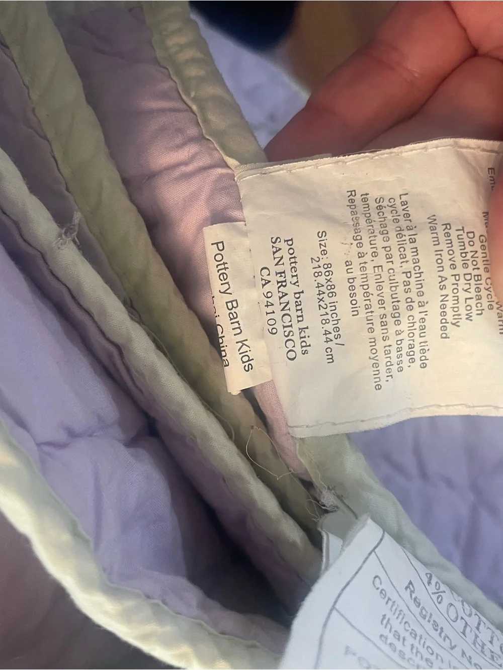 Pottery Barn Kids Lavender Quilted Floral Comforter with shams - Pastel Flowers